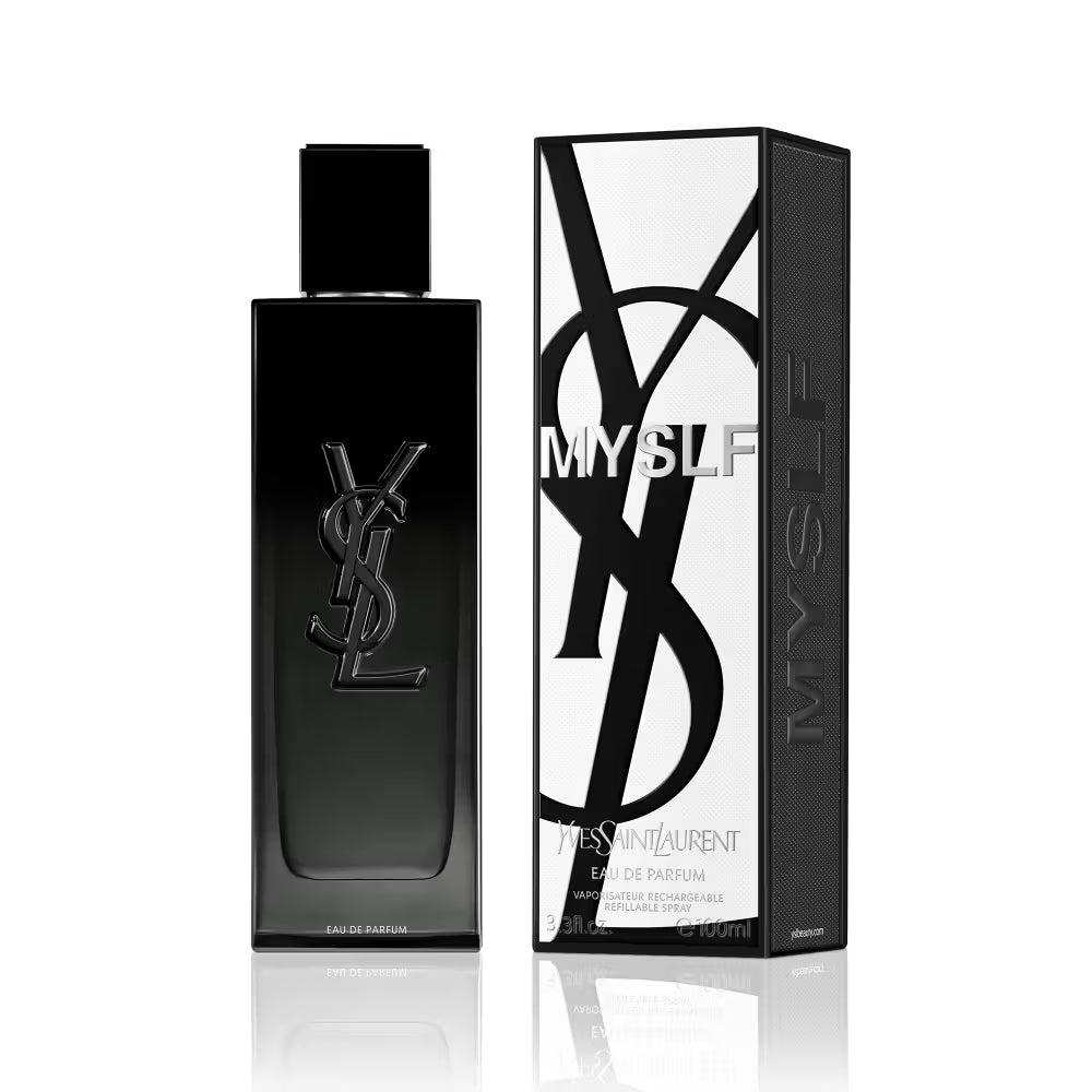 Black YSL perfume bottle and packaging on a white background Yves Saint Laurent MYSLF Eau de Parfum 100 ml (3.3 fl.oz)