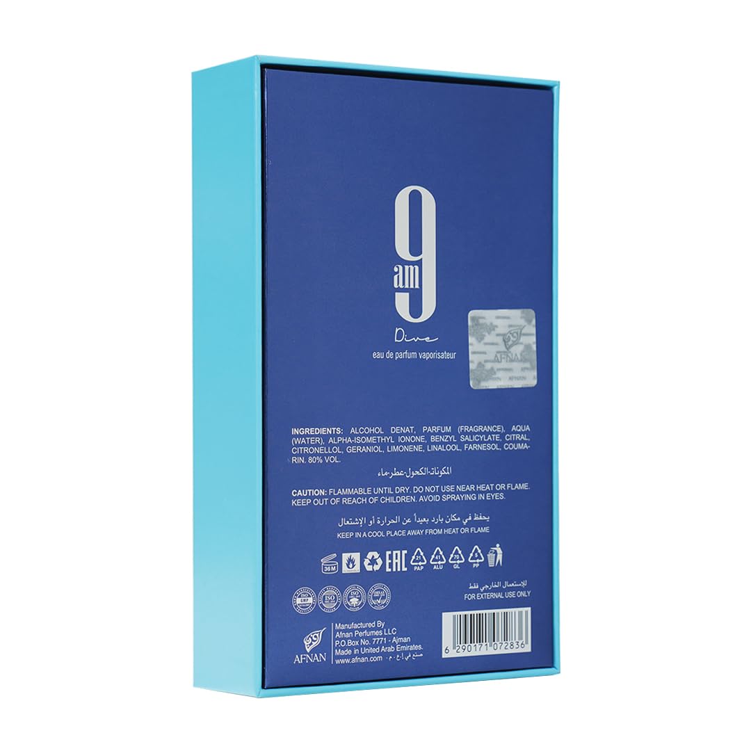 AFNAN 9AM Dive For Men Long Lasting Eau De parfum - 100ml