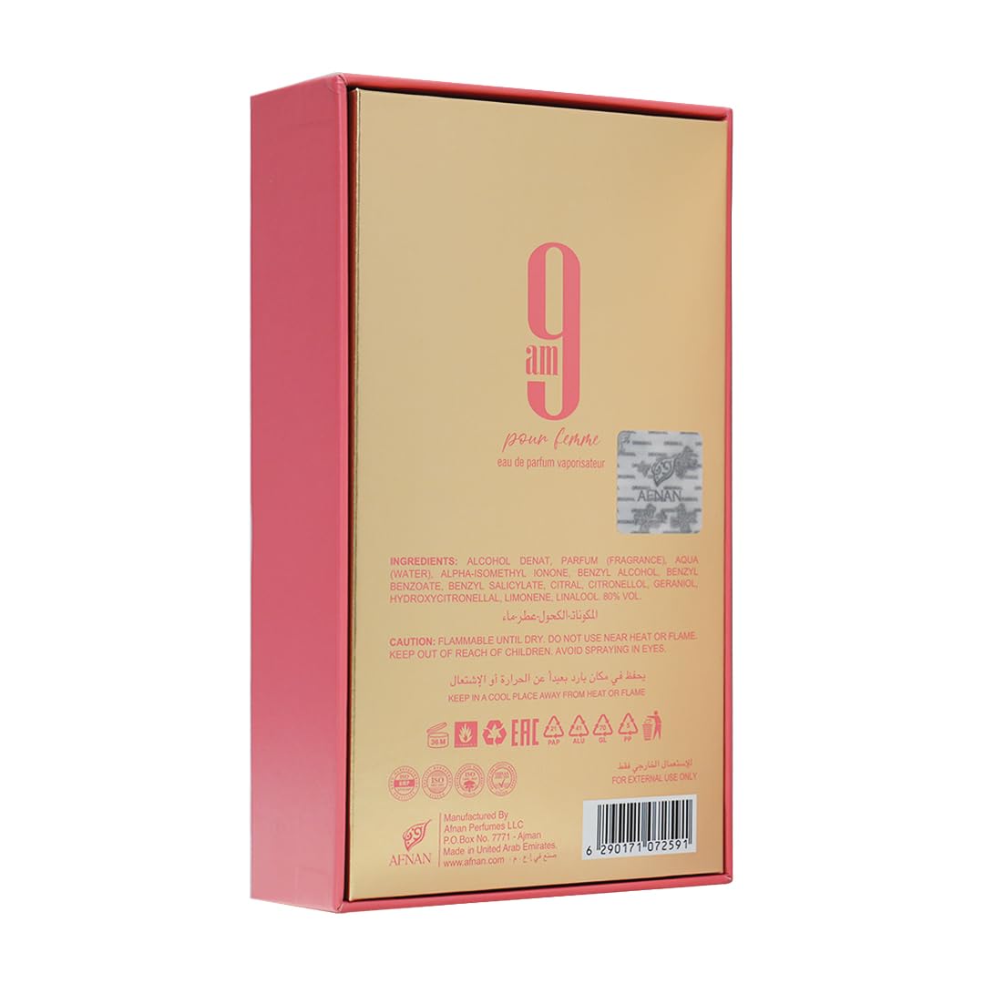 AFNAN 9AM Pour Femme EDP 100ml – Elegant Fruity Floral Perfume for Women