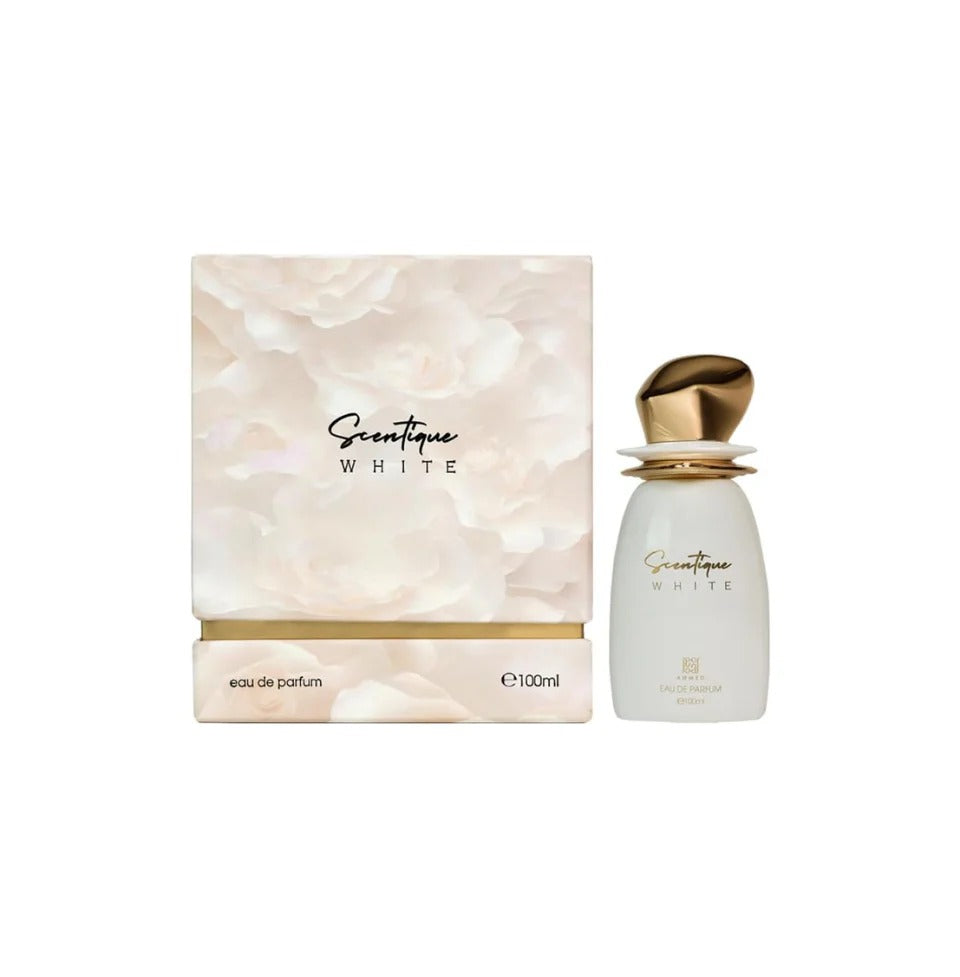 Ahmed Al Maghribi Scentique White Eau De Parfum – Elegant Powdery Floral Perfume for Women 100ml