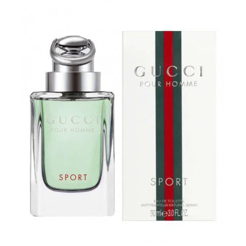 Gucci Pour Homme Sport perfume bottle and packaging on a white background Gucci by Gucci Sport Pour Homme Eau de Toilette 90 ml (3 fl.oz)