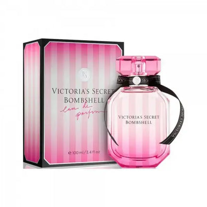 Victoria's Secret Bombshell perfume bottle and packaging on a white background