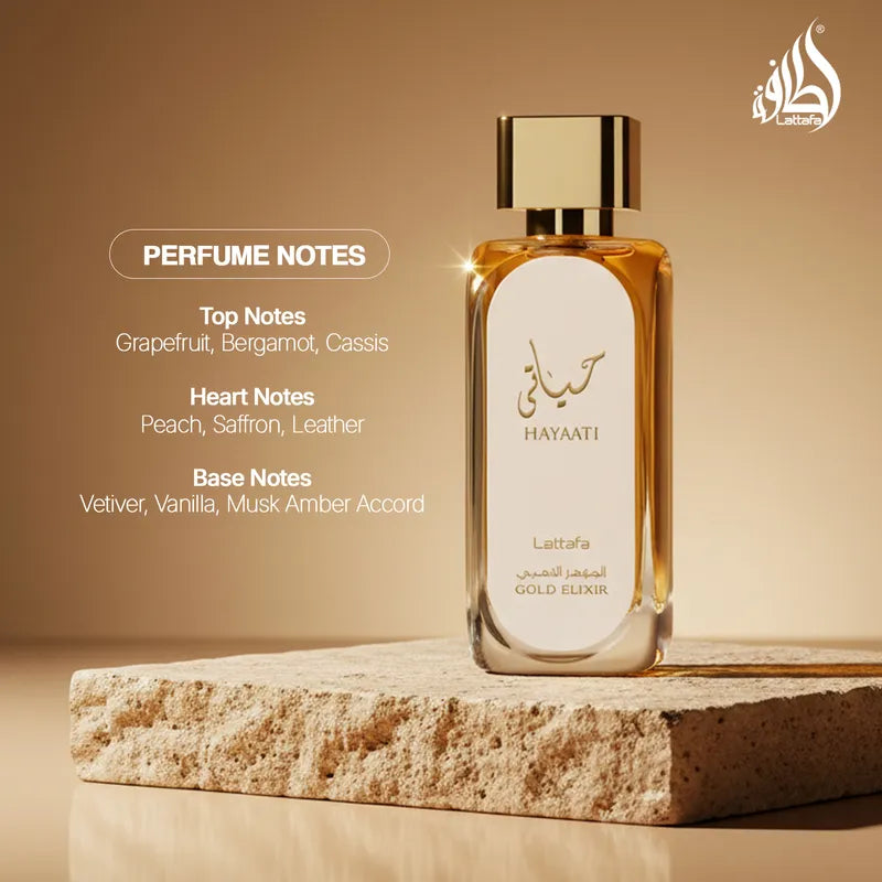 Lattafa Hayaati Gold Elixir Eau de Parfum 100ml – Amber Sweet Luxury Unisex Fragrance