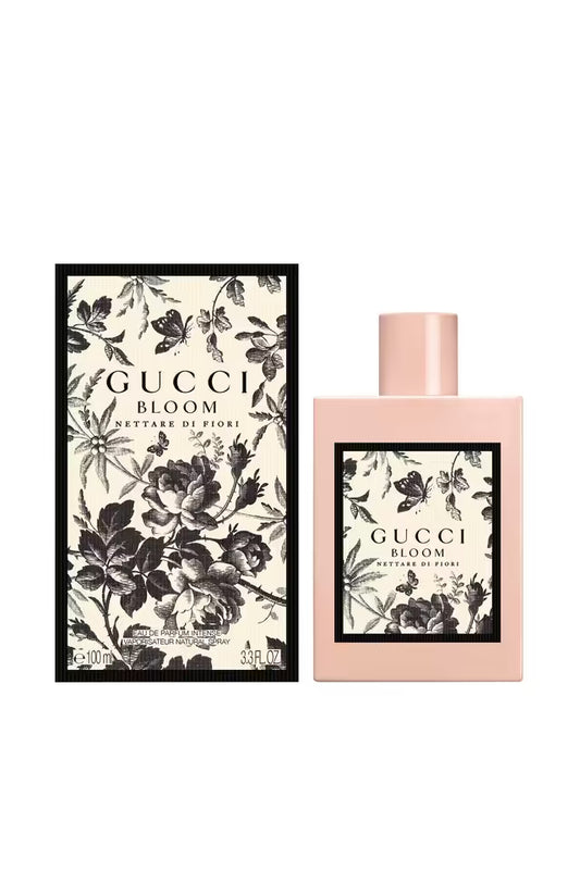 Gucci Bloom perfume bottle with floral design packaging on a white background Gucci Bloom Nettare Di Fiori Eau de Parfum Intense 100 ml (3.4 fl.oz)
