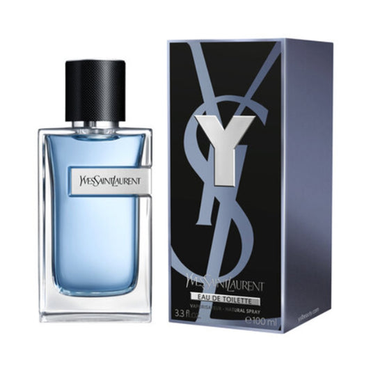 Yves Saint Laurent perfume bottle and packaging on a white backgroundYves Saint Laurent Y Eau de Toilette 100 ml for Men With Fresh Woody Masculine Fragrance
