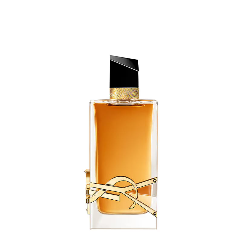 Perfume bottle with gold cap and decorative elements on a white background Yves Saint Laurent Libre Eau de Parfum Intense 90 ml (3 fl.oz)