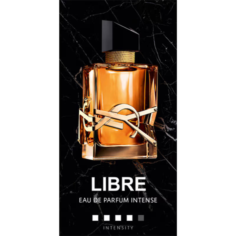 Perfume bottle labeled 'Libre' on a black marble background Yves Saint Laurent Libre Eau de Parfum Intense 90 ml (3 fl.oz)