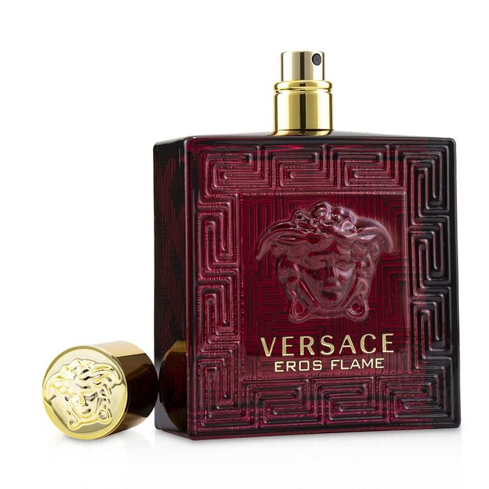 Versace Eros Flame perfume bottle on a white background