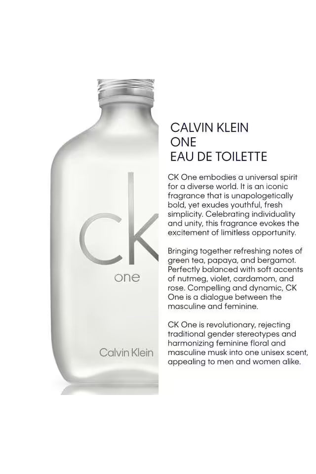 Calvin Klein CK One Eau de Toilette 100ml – Fresh Citrus Aromatic Unisex Fragrance