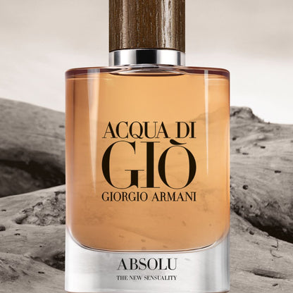 Giorgio Armani Acqua di Giò perfume bottle on a textured surface