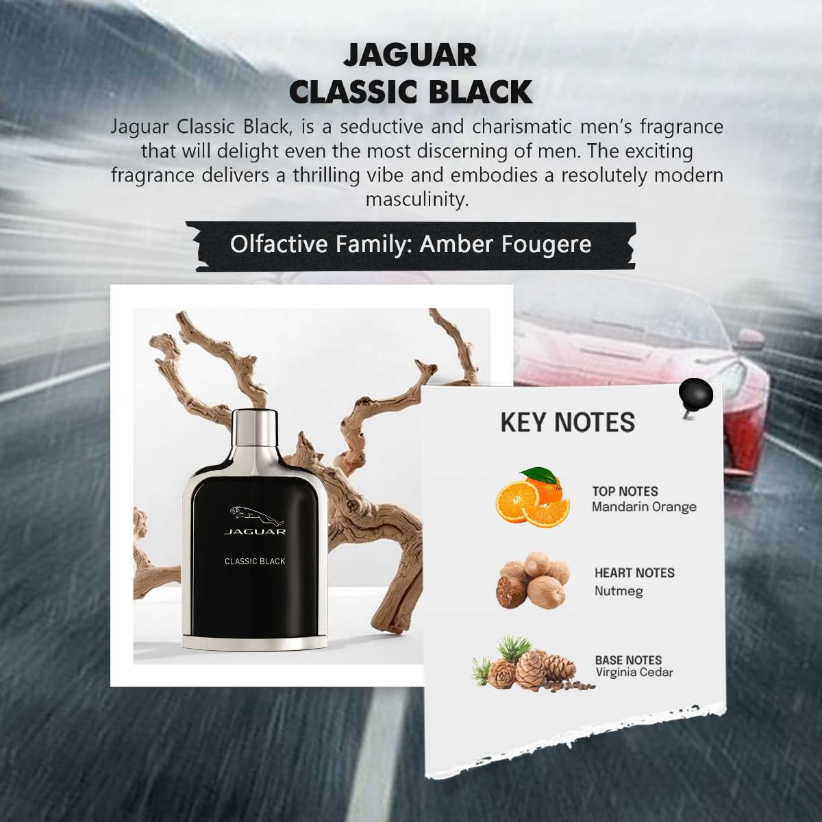 Jaguar Classic Black Eau de Toilette for Men 100ml – Sophisticated Woody Aromatic Fragrance