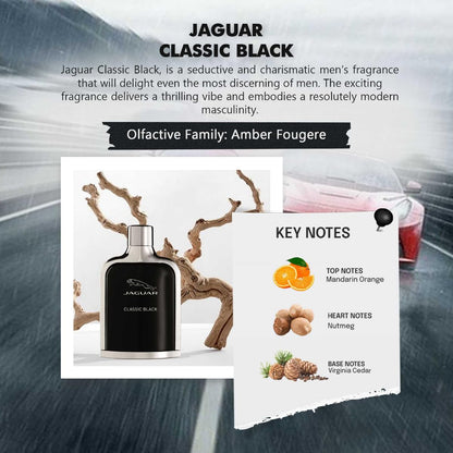 Jaguar Classic Black Eau de Toilette for Men 100ml – Sophisticated Woody Aromatic Fragrance