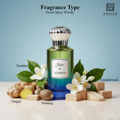 Ahmed Al Maghribi Blue by Ahmed Eau de Parfum 100ml – Fresh Aquatic Woody Unisex Fragrance