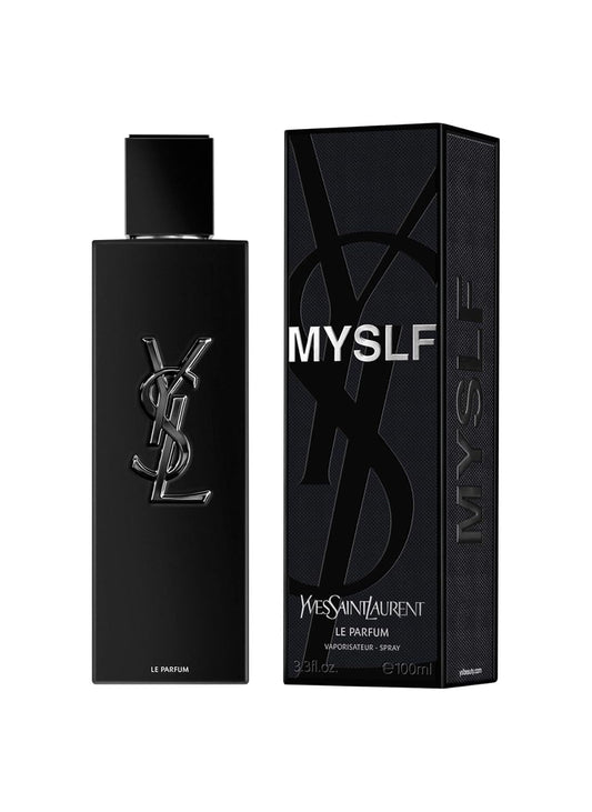 Black YSL perfume bottle and packaging on a white background Yves Saint Laurent MYSLF Eau de Parfum 100 ml (3.3 fl.oz)