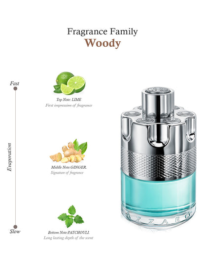 Azzaro Wanted Tonic Eau de Toilette 100ml 3.4 fl oz Men’s Fresh Woody Spicy Perfume for Daily Wear