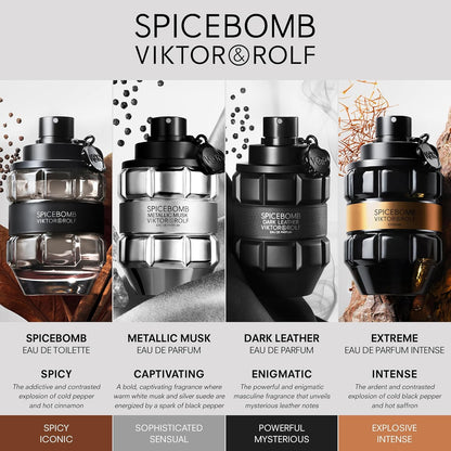 Viktor & Rolf Spicebomb Metallic Musk Eau de Parfum 90ml 3.04 fl oz Intense Musky Woody Men’s Perfume