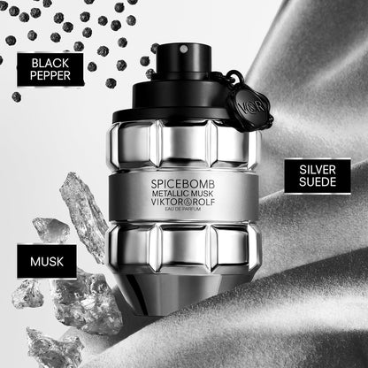Viktor & Rolf Spicebomb Metallic Musk Eau de Parfum 90ml 3.04 fl oz Intense Musky Woody Men’s Perfume