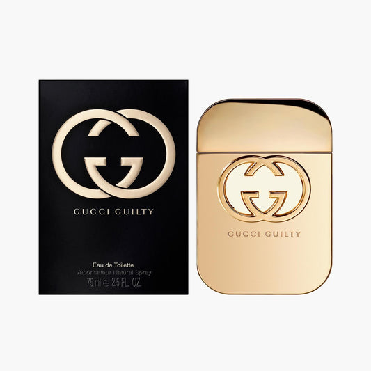 Gucci Guilty perfume bottle and packaging on a white background Gucci Guilty Eau de Toilette 75 ml (2.5 fl.oz)
