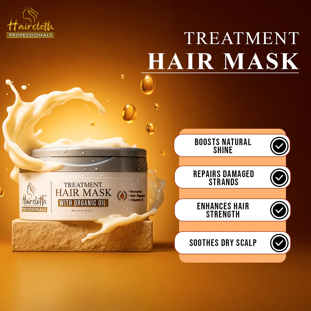Haircloth Professional Treatment Hair Mask 300ML Deep Repair Strengthening Moisturizing Post Care for Dry Damaged Frizzy Curly and Chemically Treated Hair