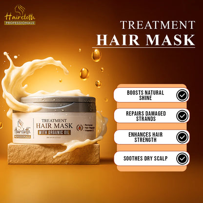 Haircloth Professional Treatment Hair Mask 300ML Deep Repair Strengthening Moisturizing Post Care for Dry Damaged Frizzy Curly and Chemically Treated Hair