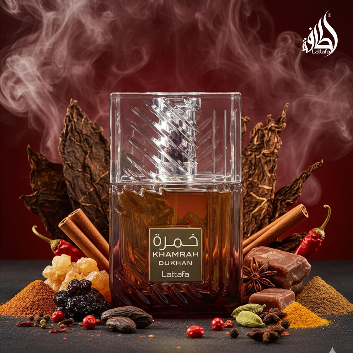 Lattafa Khamrah Dukhan Eau De Parfum 100ml for Men Premium Luxury Long Lasting Smoky Spicy Warm Woody Oriental Aromatic Fragrance