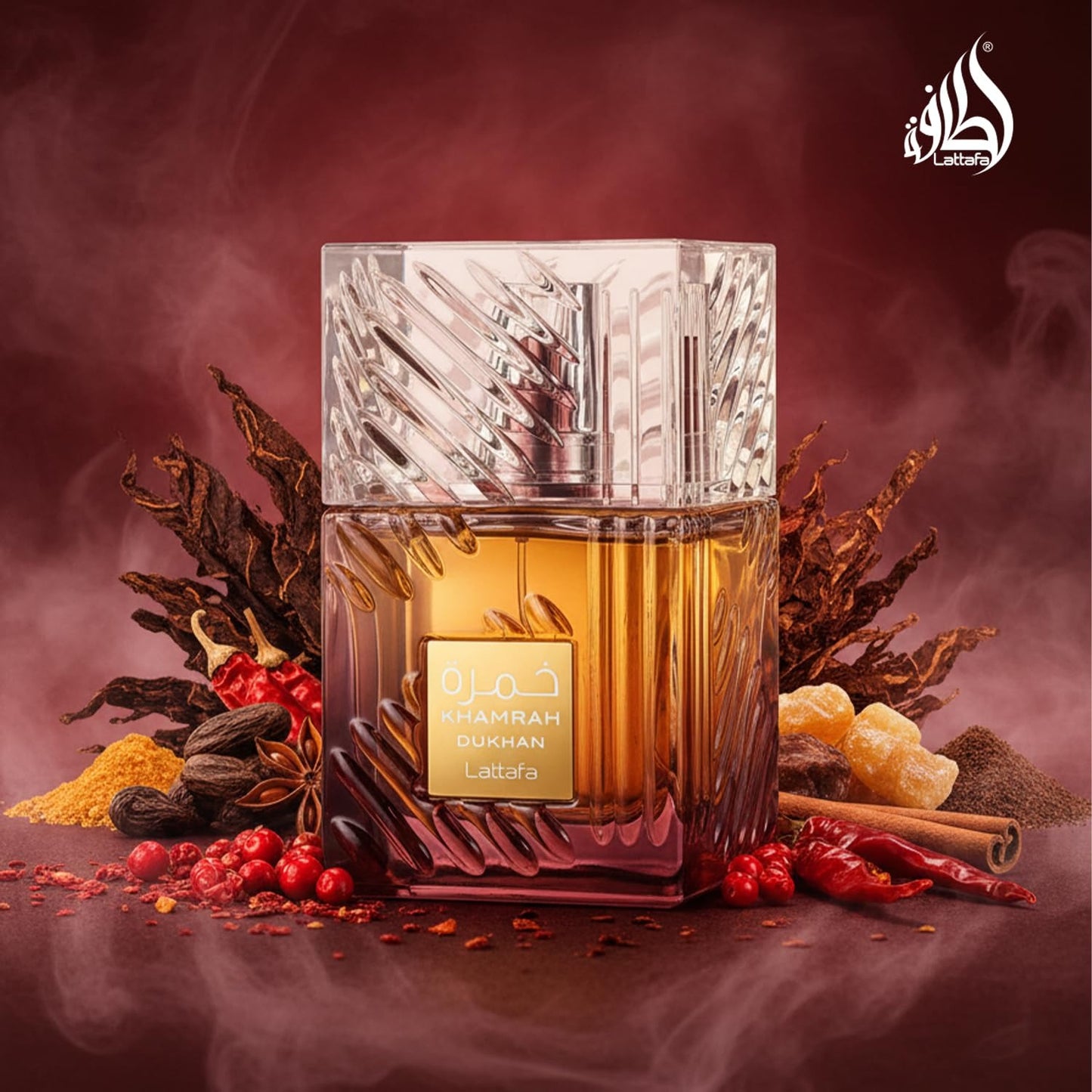 Lattafa Khamrah Dukhan Eau De Parfum 100ml for Men Premium Luxury Long Lasting Smoky Spicy Warm Woody Oriental Aromatic Fragrance