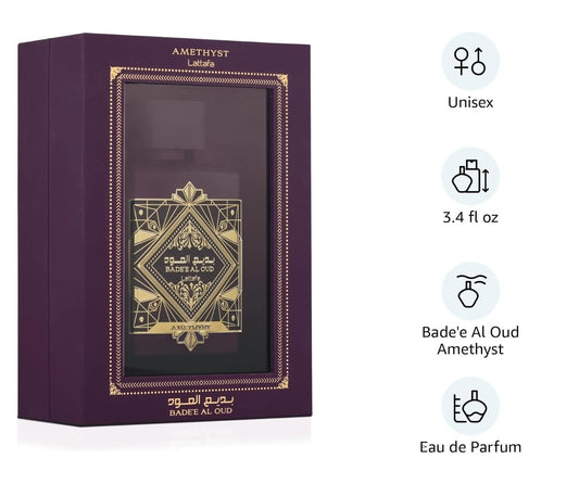 Lattafa Bade'e Al Long Lasting Perfume For Men & Women Eau De Parfum 100ml (Bade'e Al Oud Amethyst)