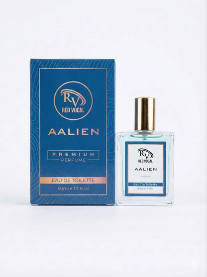 Aalien perfume bottle and packaging on a white background Red Vocal Aalien Premium Perfume Eau De Toilette 50ml – Long Lasting Unisex with Woody Amber Notes