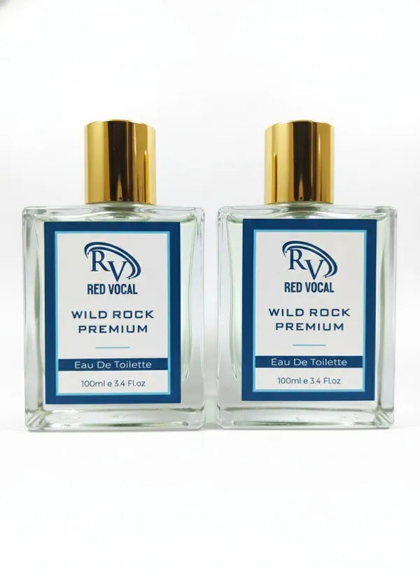 Two bottles of Red Vocal Wild Rock Premium Eau De Toilette on a white background 
Red Vocal Wild Rock Premium Perfume Eau De Toilette for Men – 100ml Bold, Fresh & Long-Lasting Set of 2 Fragrance