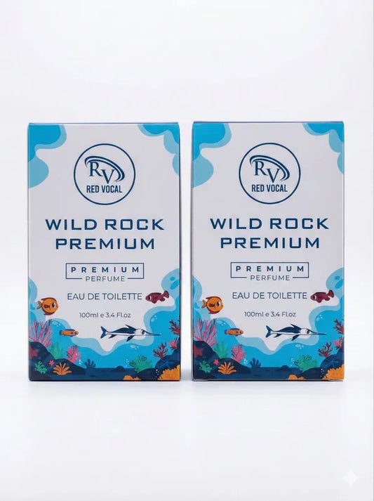 Two boxes of Red Vocal Wild Rock Premium perfume on a white background 
Red Vocal Wild Rock Premium Perfume Eau De Toilette for Men – 100ml Bold, Fresh & Long-Lasting Set of 2 Fragrance