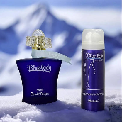 Rasasi Blue Lady Eau De Parfum 40ml With Free Deodorant Spray – Long-Lasting Floral Designer Perfume For Women
