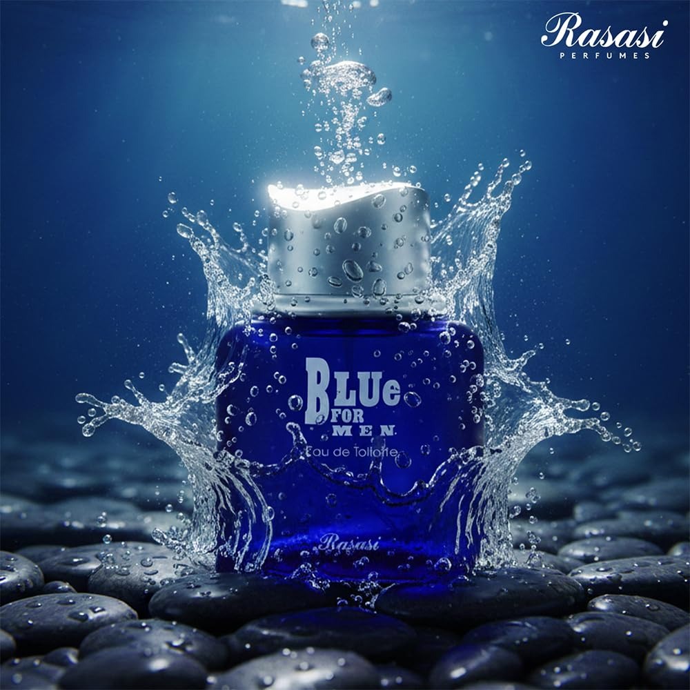 Rasasi Blue for Men Eau De Parfum 100ml – Long-Lasting Fresh Woody Aromatic Designer Perfume