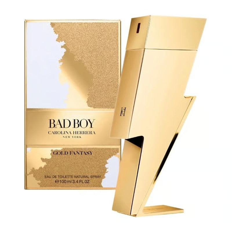 Carolina Herrera Bad Boy Gold Fantasy Eau De Toilette 100ml For Men – Luxury Long-Lasting Aromatic Woody Designer Fragrance