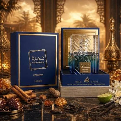 Lattafa Khamrah Zanqam Eau De Parfum 100ml For Men & Women – Oriental, Spicy, Gourmand & Woody Unisex Fragrance