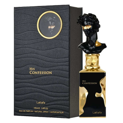 Lattafa His Confession Eau De Parfum 100ml For Men – Sophisticated, Spicy, Woody & Amber Luxury Fragrance