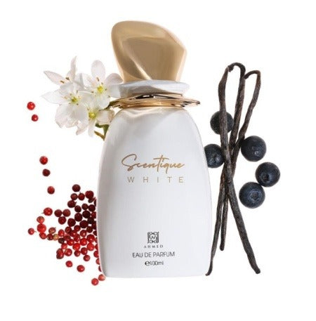 Ahmed Al Maghribi Scentique White Eau De Parfum – Elegant Powdery Floral Perfume for Women 100ml