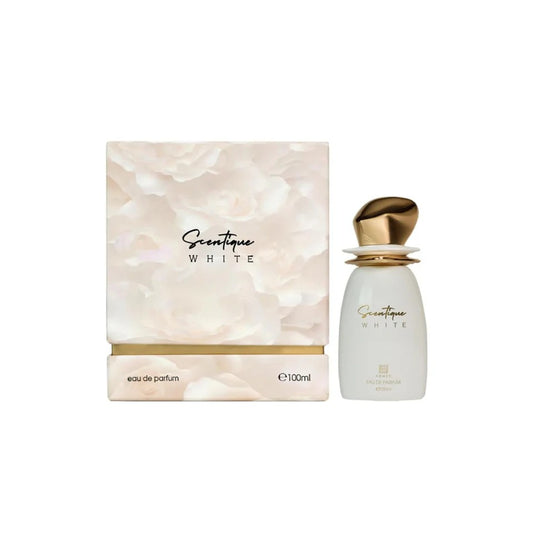 Ahmed Al Maghribi Scentique White Eau De Parfum – Elegant Powdery Floral Perfume for Women 100ml