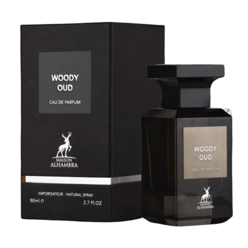 Maison Alhambra Woody Oud Eau De Parfum 80ml – Unisex Fragrance with Oud & Sandalwood Notes