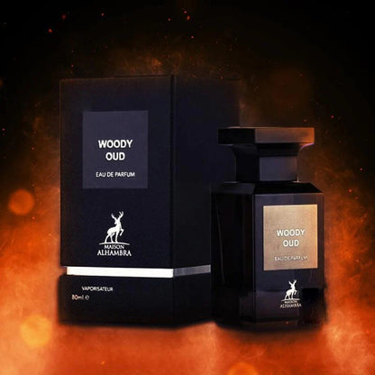 Maison Alhambra Woody Oud Eau De Parfum 80ml – Unisex Fragrance with Oud & Sandalwood Notes