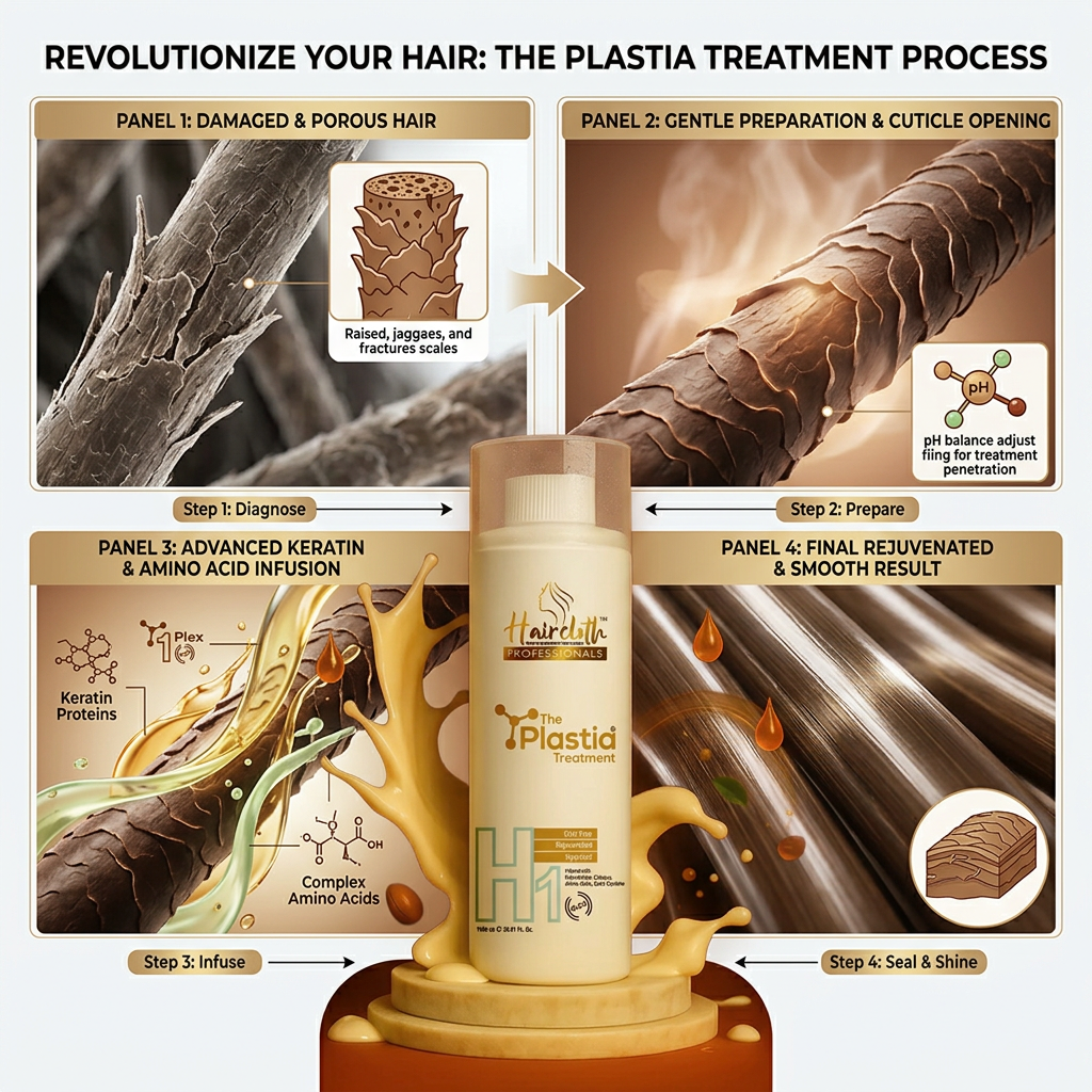 Haircloth Professionals The Plastia Treatment Anti Aging Keratin Repair Hair Treatment Smooth Hydrate Rejuvenate with Natural Ingredients