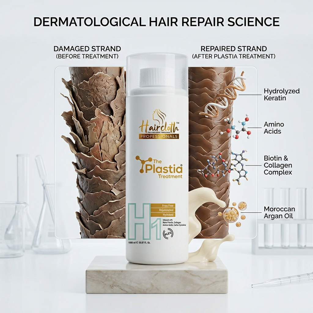 Haircloth Professionals The Plastia Treatment Anti Aging Keratin Repair Hair Treatment Smooth Hydrate Rejuvenate with Natural Ingredients