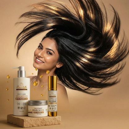 Haircloth Professional Retail Kit Combo Post Care Shampoo 300ML Treatment Mask 300ML Argan Oil Serum 50ML Keratin Biotin Hair Strengthening Anti Frizz Repair Set