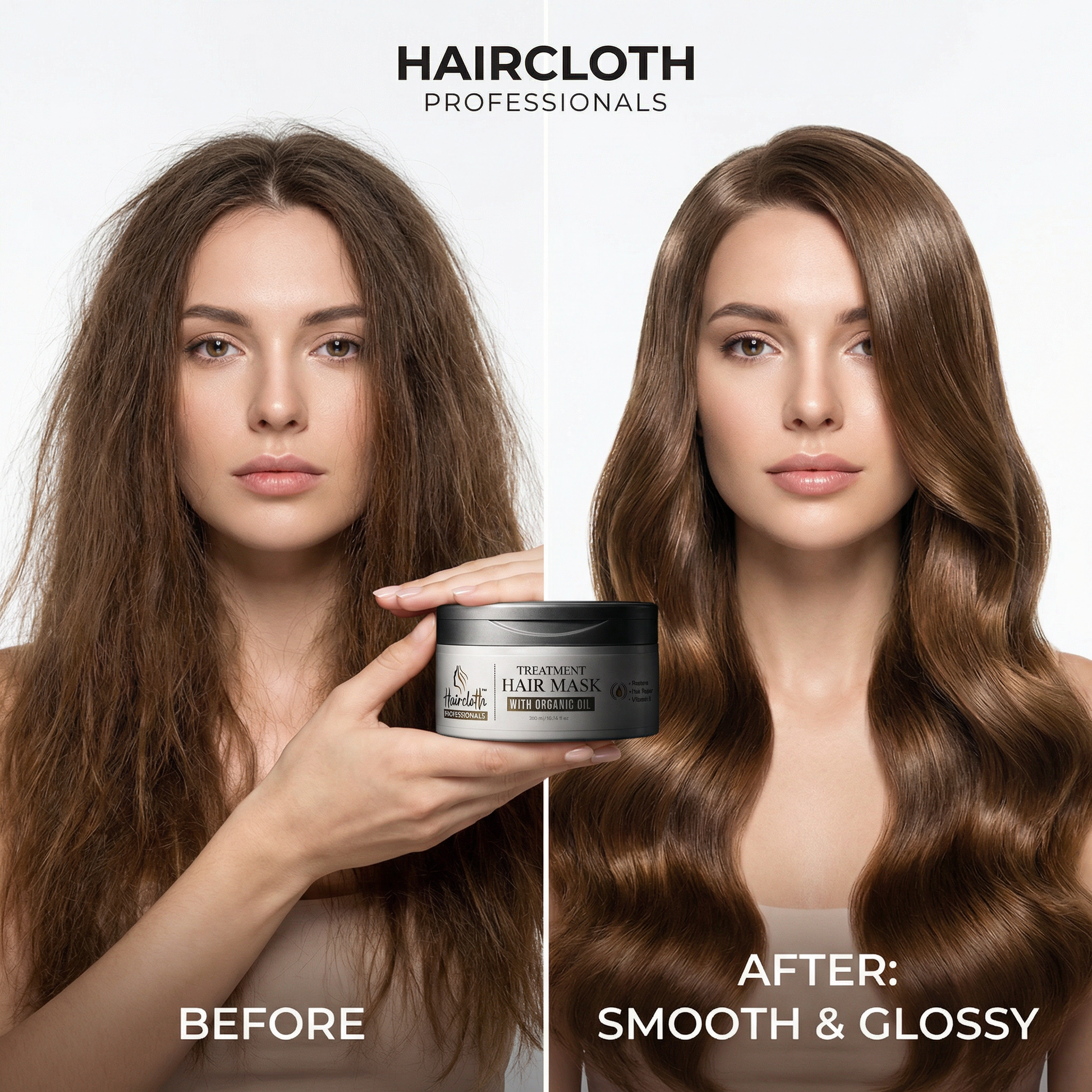 Haircloth Professional Treatment Hair Mask 300ML Deep Repair Strengthening Moisturizing Post Care for Dry Damaged Frizzy Curly and Chemically Treated Hair