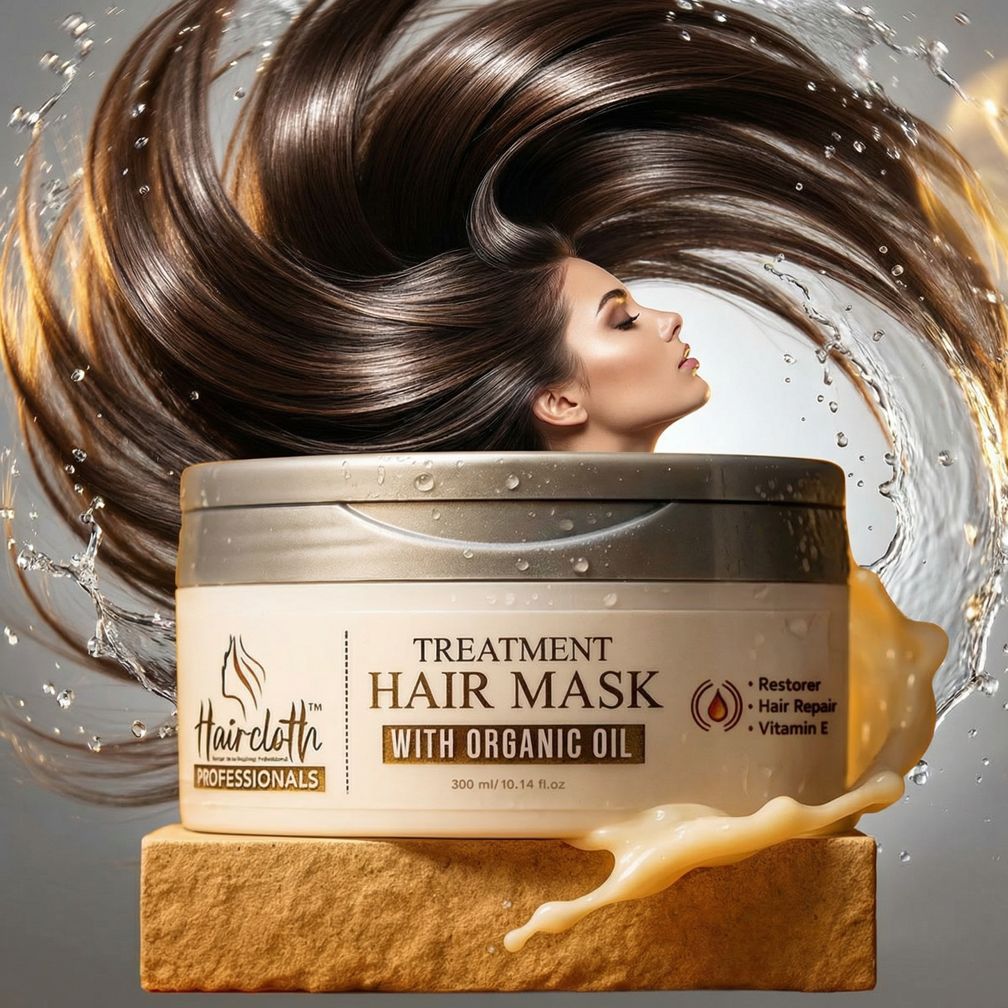 Haircloth Professional Treatment Hair Mask 300ML Deep Repair Strengthening Moisturizing Post Care for Dry Damaged Frizzy Curly and Chemically Treated Hair
