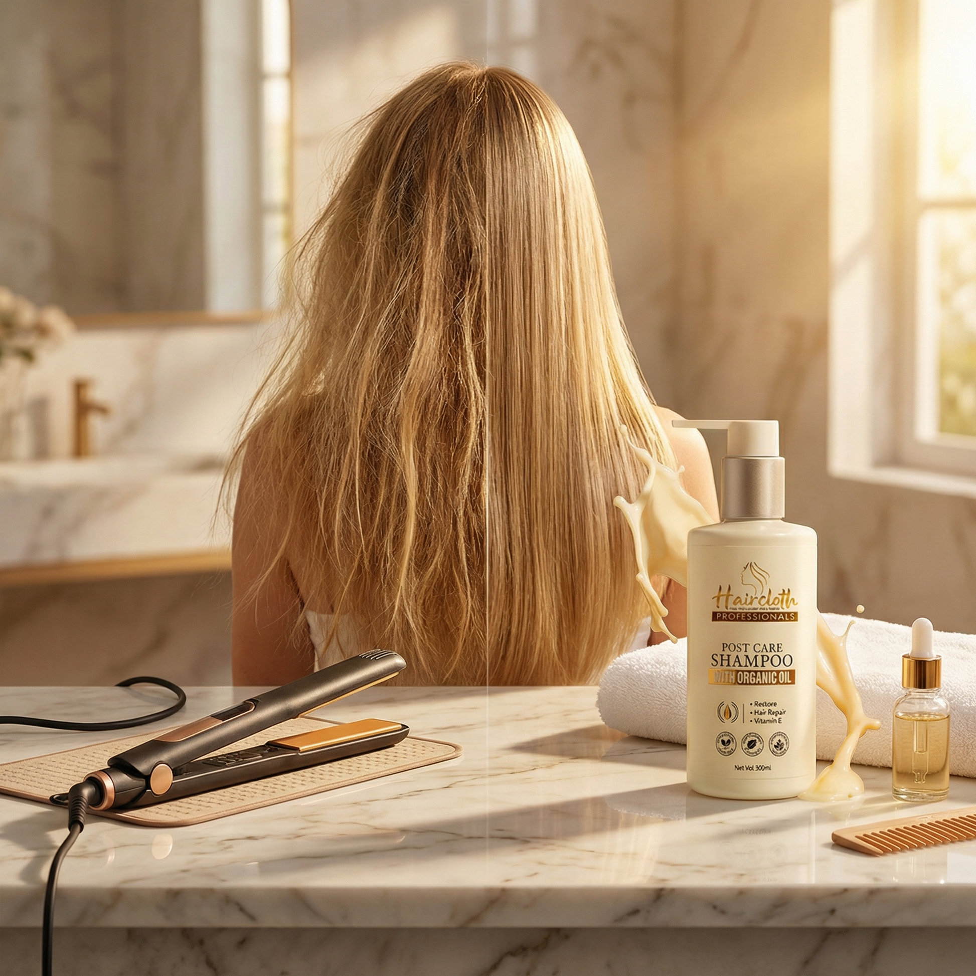 Haircloth Professionals Post Care Shampoo 300ML Repair Moisturizing Strengthening Shampoo for Dry Damaged Frizzy Hair Volume Boost and Hair Straightening Support