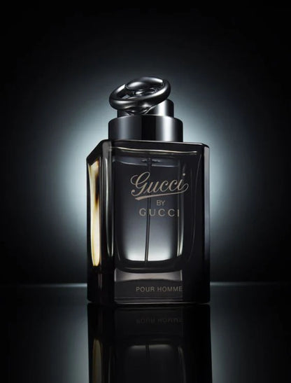 Gucci men's perfume bottle on a dark background Gucci by Gucci Pour Homme Eau de Toilette 90 ml (3 fl.oz)
