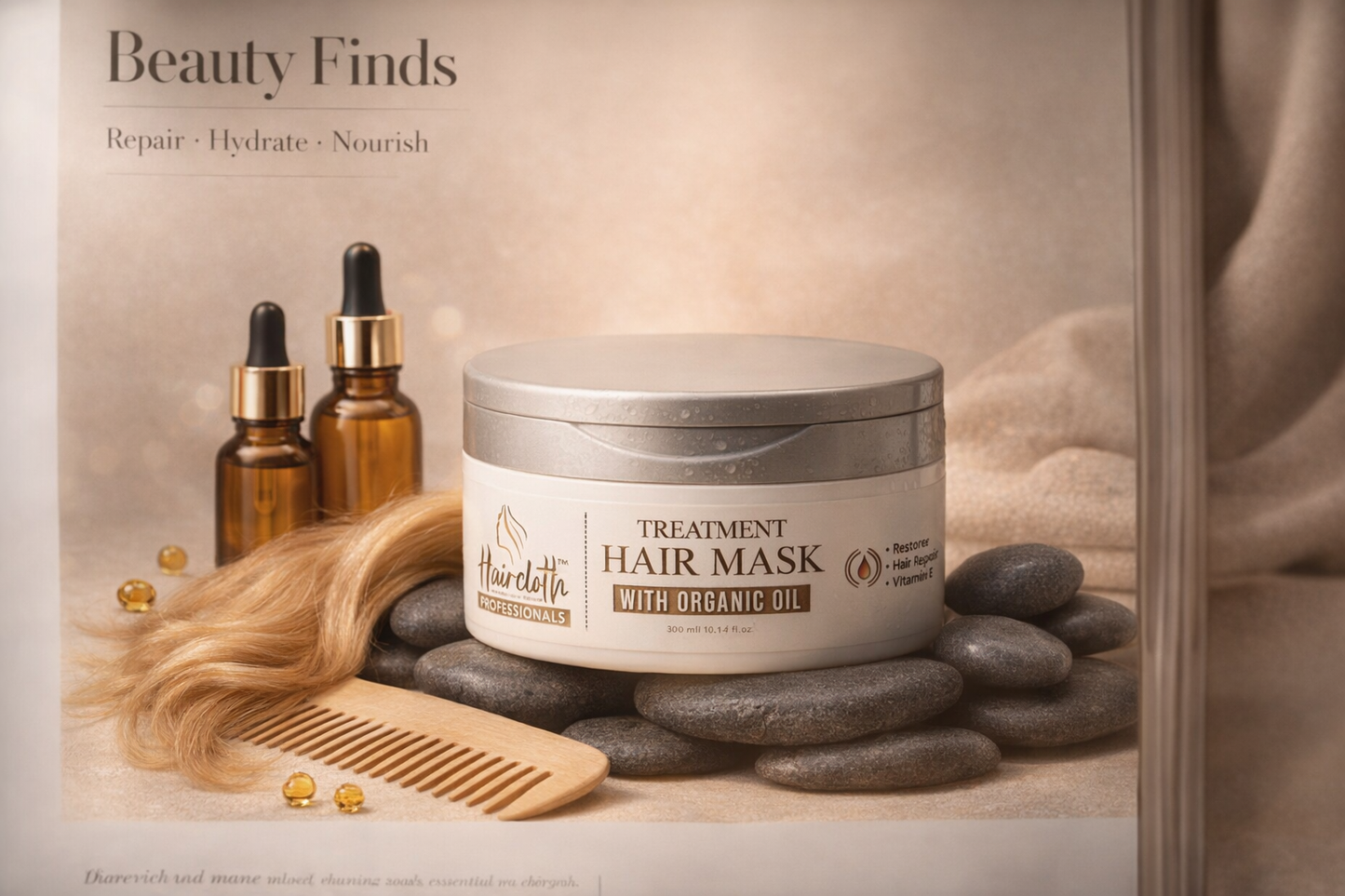 Haircloth Professional Treatment Hair Mask 300ML Deep Repair Strengthening Moisturizing Post Care for Dry Damaged Frizzy Curly and Chemically Treated Hair