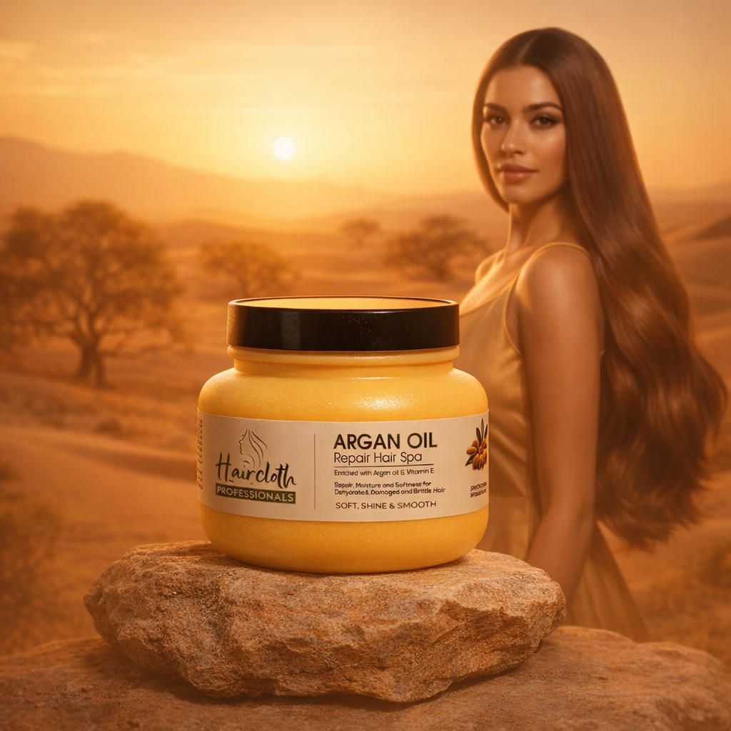 Haircloth Professionals Argan Oil Repair Hair Spa 1000ML Deep Conditioning Moisturizing Strengthening Treatment for Dry Damaged Frizzy and Chemically Treated Hair
