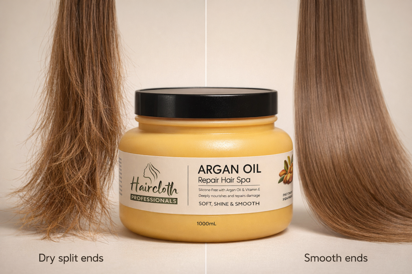 Haircloth Professionals Argan Oil Repair Hair Spa 1000ML Deep Conditioning Moisturizing Strengthening Treatment for Dry Damaged Frizzy and Chemically Treated Hair