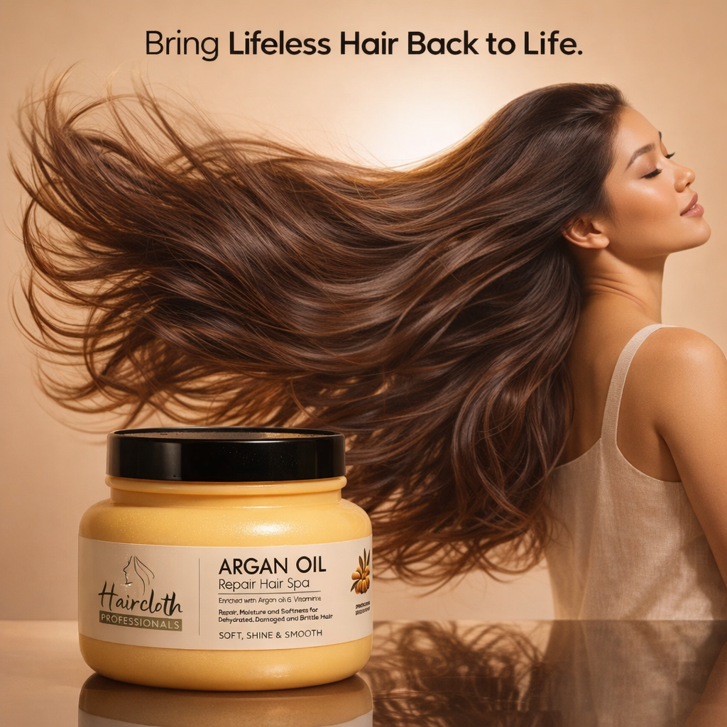 Haircloth Professionals Argan Oil Repair Hair Spa 1000ML Deep Conditioning Moisturizing Strengthening Treatment for Dry Damaged Frizzy and Chemically Treated Hair